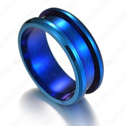 201 bague de réglage rainurée en acier inoxydable, anneau de noyau vierge, pour la fabrication de bijoux en marqueterie, bleu, taille 8, 8mm, diamètre intérieur: 18 mm