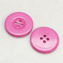 Resin Buttons, Dyed, Flat Round, Hot Pink, 28x3mm