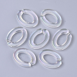 Transparent Acrylic Linking Rings, AB Color Plated, Quick Link Connectors, For Jewelry Cable Chains Making, Oval, Clear AB, 25x18.5x4mm, Inner Diameter: 9x15mm