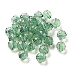Faceted Round Transparent Acrylic Beads, Lawn Green, 10mm, Hole: 1.5mm, about 830pcs/500g