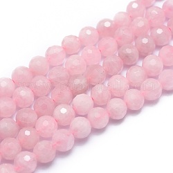 Природного розового кварца нитей бисера, граненые, круглые, 6 мм, отверстие : 0.8 мм, около 67 шт / нитка, 15.7 дюйм (40 см)