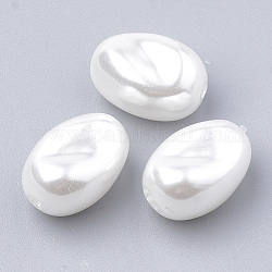 Perles d'imitation en plastique écologique, haut lustre, Grade a, ovale, blanc, 14x10x8.5mm, Trou: 1.6mm