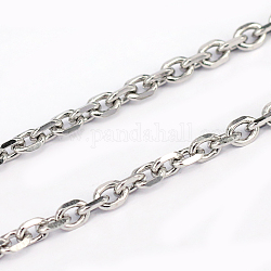 304 Stainless Steel Cable Chains, Diamond Cut Chains, Unwelded, Faceted, Oval, Stainless Steel Color, 0.8mm, Link: 3x0.8x3.8mm