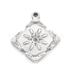 304 Stainless Steel Pendant Rhinestone Settings, Rhombus Links with Flower, Stainless Steel Color, Fit for 1.2mm Rhinestone, 17x15x2mm, Hole: 1.2mm