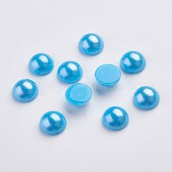 Cabochons en acrylique d'imitation perle peinte par pulvérisation, demi-rond / dôme, Dodger bleu, 5x3.5mm