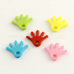 Opaque Acrylic Palm Charms, Mixed Color, 15x18x2.5mm, Hole: 3mm