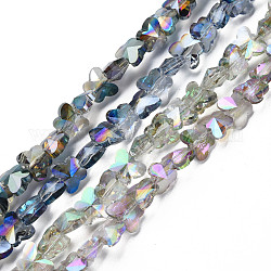Chapelets de perles en verre transparent électrolytique, facette, de couleur plaquée ab , papillon, couleur mixte, 8x10x6mm, Trou: 1mm, Environ 100 pcs/chapelet, 28.74 pouce (73 cm)