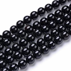 Hebras de cuentas redondas de ónix negro natural, 6~6.5mm, agujero: 1 mm, aproximamente 63 pcs / cadena, 14.8 pulgada