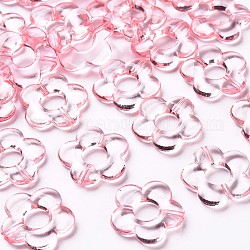Cadres de perles acryliques transparents, fleur, rose, 19x20x3.5mm, Trou: 1.6mm, diamètre intérieur: 6.5 mm