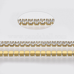 304 Strassketten aus Edelstahl, mit Spule, Strass Tasse Ketten, golden, Kristall, 2x2x2 mm, ca. 32.8 Fuß (10m)/Rolle