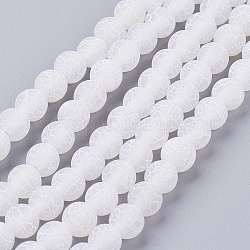 Chapelets de perles en agate naturelle craquelée, teinte, ronde, Grade a, blanc, 6mm, Trou: 1mm, Environ 63 pcs/chapelet, 15.5