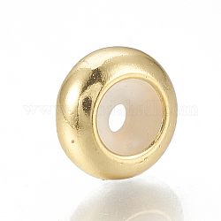 Messing Perlen, mit Gummi innen, Schieberegler Perlen, Stopper Perlen, golden, 7.5x4 mm, Gummiloch: 1.2mm