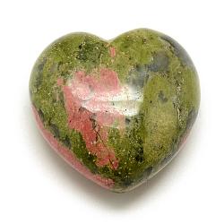 Piedras curativas naturales de unakita, corazón amor piedras, piedras de palma de bolsillo para el equilibrio de reiki, 29~30x30~31x12~15mm