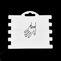 Карточки с бумажными резинками для волос, Карточки для показа ювелирных браслетов, прямоугольник с отпечатком руки, серый, 9.2x10.5x0.05 см, отверстие : 26x9 мм
