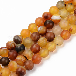 Perles de sardoine naturel brins, mat, teints et chauffée, ronde, or, 8mm, Trou: 1mm, Environ 48 pcs/chapelet, 14.96 pouce (38 cm)