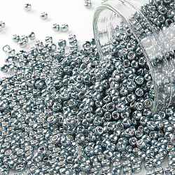 Toho perles de rocaille rondes, Perles de rocaille japonais, (565) bleu gris galvanisé, 11/0, 2.2mm, Trou: 0.8mm, environ 1103 pcs/10 g