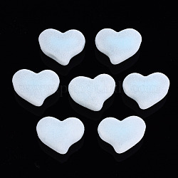 Flockige Acrylperlen, Perle in Perlen, Herz, Licht Himmel blau, 16x21x12 mm, Bohrung: 2.5 mm