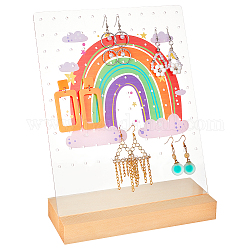 PH PandaHall 120 Holes Earring Organizer Rainbow Earring Holder Earrings Display Stands with Wood Base L-Shaped Earring Storage Stand for Selling Ear Stud Merchant Show Retail Personal Exhibition