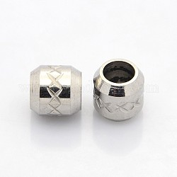 Column 304 Stainless Steel Beads, Large Hole Beads, Stainless Steel Color, 10x10mm, Hole: 6mm