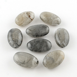Perles acryliques ovales d'imitation pierre précieuse, grises , 41x26x15mm, Trou: 3mm, environ 46 pcs/500 g