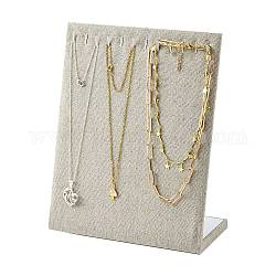 Collier de bois présentoirs, 12 présentoir de collier à crochets, avec toile de chanvre et les accessoires en fer, burlywood, 25x20x8.2 cm