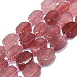 Chapelets de perles aux fraises en quartz naturel, rectangle, 15~17x10~13x5~6mm, Trou: 1mm, Environ 22 pcs/chapelet, 15.94'' (40.5 cm)
