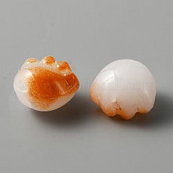 Perles vernissées manuelles, patte de chat, orange foncé, 11.5x12.5x8.5mm, Trou: 1mm