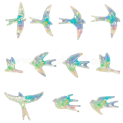 11 Stück Vogel bunter Sonnenfänger Regenbogenprisma elektrostatische Glasaufkleber, Wasserdichte statische Laser-PVC-Fensteraufkleber, klar ab, 58~158x71~122x0.2 mm
