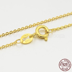 925 cadena de cable de plata de ley collares, con cierres de anillo de resorte, dorado, 18 pulgada, 1.2mm