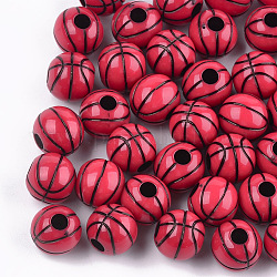 Perles en acrylique de style artisanal, basket-ball, cramoisi, 11.5~12x10.5mm, Trou: 3.5~4mm, environ 600 pcs/500 g
