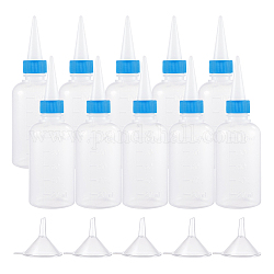 Set di bottiglie di colla di plastica, con tramoggia di imbuto in plastica trasparente, bianco, 45.5x145.5mm, Capacità: 100ml, 20 pc / set