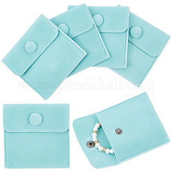 Квадратные бархатные сумки для ювелирных изделий Beebeecraft, на кнопках, бирюзовые, 7x7x0.95 см