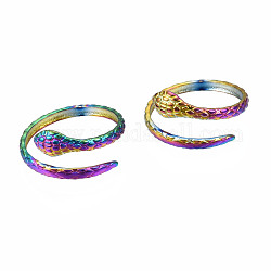 Кольца-манжеты со змеиным запахом, текстурированные открытые кольца, кольца из нержавеющей стали цвета радуги 304 для женщин, размер США 7 1/4 (17.5 мм)
