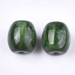 Harz perlen, Nachahmung Edelstein, Oval, dunkelgrün, 17~17.5x16 mm, Bohrung: 3 mm