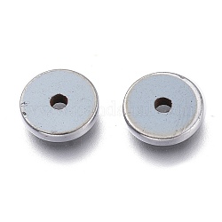 Perlas de hematita sintética no magnética galvanizada, Disco redondo plano, con una cuenta defectuosa, platinado, 6x1mm, agujero: 1 mm, 20 unidades / bolsa