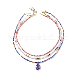 Ensemble de colliers de perles d'imitation de perles de verre de style 3pcs 3, colliers de charme d'oeuf de pâques en alliage d'émail pour les femmes, couleur mixte, 15.35~17.72 pouce (39~45 cm), 1pc / style