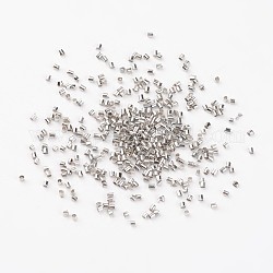 Perles à écraser en laiton , Tube, platine, 1.5x1.5mm, Trou: 1mm