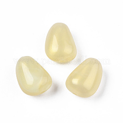 Perles acryliques opaques, Couleur de deux tons, avec de la poudre de paillettes, larme, mousseline de citron, 18x14x11mm, Trou: 2mm, environ 280 pcs/500 g
