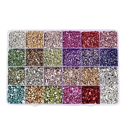 24 grille de perles de verre galvanoplastie, accessoires nail art de décoration, sans trou, couleur mixte, 2~10.5x1~5.5x0.5~4mm