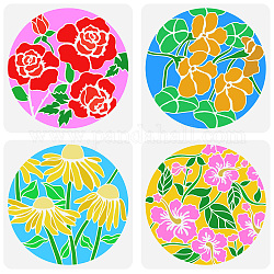 4Pcs 4 Styles Sea Animals Theme PET Hollow Out Drawing Painting Stencils, for DIY Scrapbook, Photo Album, Flower Pattern, 300x300mm, 1pc/style