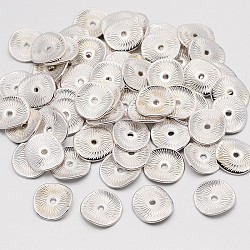 Perline in lega, colore argento placcato,  piombo & cadmio & nichel libero, circa 15 mm di lunghezza, 14 mm di larghezza, 1 mm di spessore, Foro: 2 mm