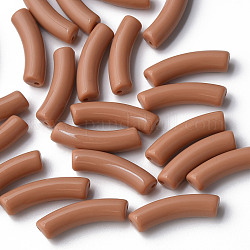 Abalorios acrílicos opacos, tubo curvado, chocolate, 32x10x8mm, agujero: 1.8 mm