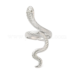 304 Stainless Steel Open Cuff Rings, Snake, Stainless Steel Color, US Size 8 1/2(18.5mm)