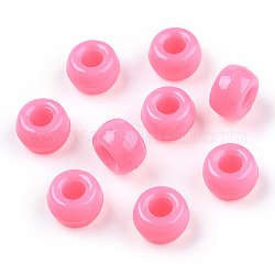 Cuentas de plástico opaco, barril, color de rosa caliente, 9x6mm, agujero: 3.8 mm, aproximamente 1950 unidades / 500 g