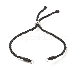Bracelet cordon polyester tressé, avec perles en 201 acier inoxydable, pour la fabrication de bracelets coulissants, couleur inoxydable, 10 pouce (25.5 cm), 2.5~4mm