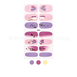 Full Wrap Gradient Nail Polish Stickers, Self-Adhesive Nail Polish Strips, for Women Girls Nail Tips Decorations, Heart Pattern, 25x9~15.5mm, 14pcs/sheet