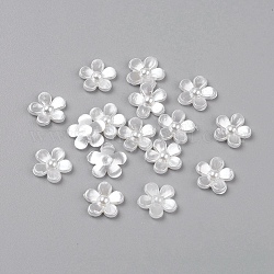 Scrapbooking Flower Acrylic Pearl Cabochons Flat Back Embellishments for Jewelry, Dyed, White, 11x2mm