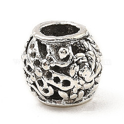 Tibetische Stil Legierung Großlochperlen, großes Loch Perle, Runde mit Libelle, Antik Silber Farbe, 10~10.5 mm, Bohrung: 5 mm, ca. 334 Stk. / 1000 g