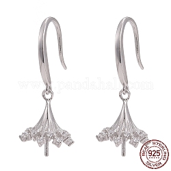925 orecchino pendente in argento sterling rodiato, con zirconi, per mezzo forato perle, chiaro, platino, 30x11mm, 22 gauge, ago :0.6mm