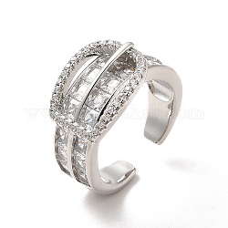 Открытое кольцо-манжета в форме пряжки из прозрачного циркония, ионное покрытие (ip) латунное широкое кольцо для женщин, Реальная платина, размер США 8 (18.1 мм)